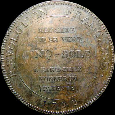 Reverse - France - Monneron Brothers token 5 sols