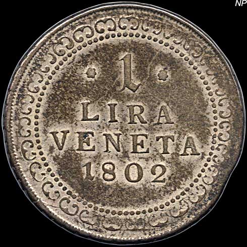 Reverse - Venice (Austria) - 1 Lira (1802)