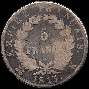 Reverse - France - 5 Francs 1813
