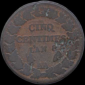 Reverse - France - 5 Centimes 1800