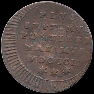 Reverse - Papal States 1/4 Baiocco - 1802