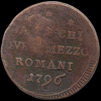 Reverse - Papal States 2 1/2 Baiocchi - 1796