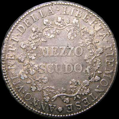 Reverse - Piedmont Republic 1/2 Scudo 1799