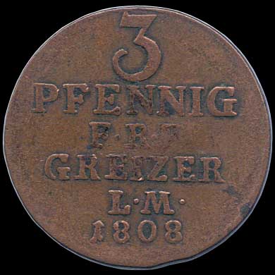Reverse - Reuss-Greitz - 1808 - 3 Pfennig