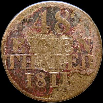 Reverse - Saxony - 1/48 Thaler 1811