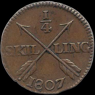 Reverse - Sweden - 1/4 Skilling 1807