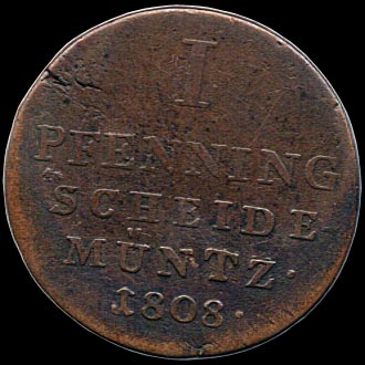 Reverse - Westphalia - 1 Pfenning - 1808
