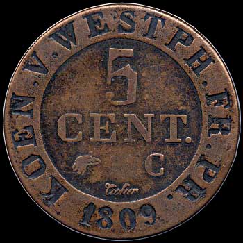 Reverse - Westphalia - 5 Centimes - 1809