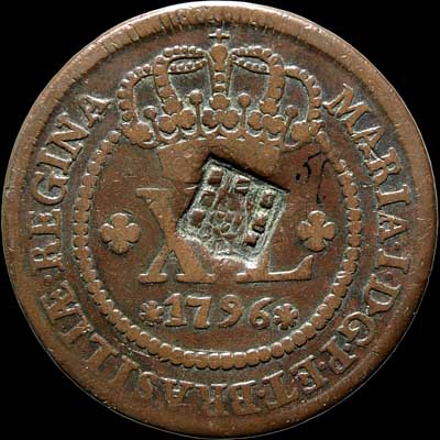 Obverse - Brasil - 1796 - 40 Reis [1809 80 Reis counterstamp]