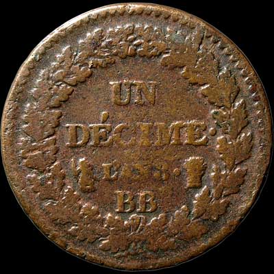 Reverse - France - Un Decime 1800
