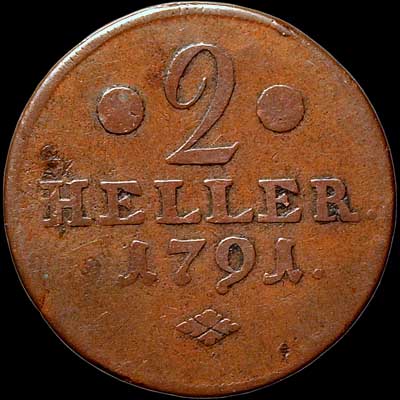 Reverse - Hesse-Cassel - 1791 - 2 Heller