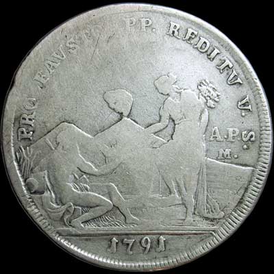Reverse -  Two Sicilies - 1 Piastra - 1791