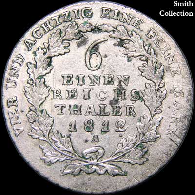 Reverse - Prussia - 1/6 Taler - 1812