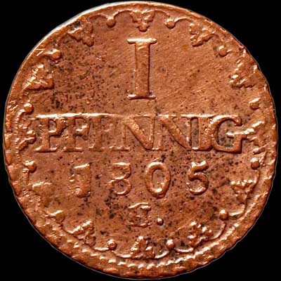 Reverse - Saxony - 1 Pfennig - 1805