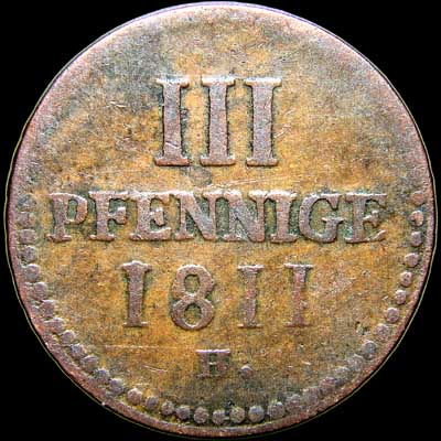 Reverse - Saxony - 3 Pfennige 1811
