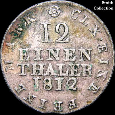 Reverse - Saxony - 1/12 Thaler 1812